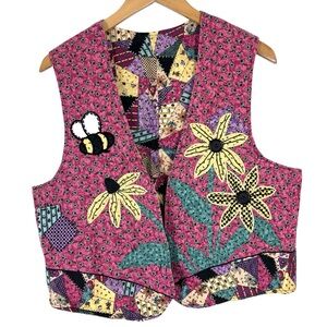 Handmade Floral Appliqué Vest Teacher Core